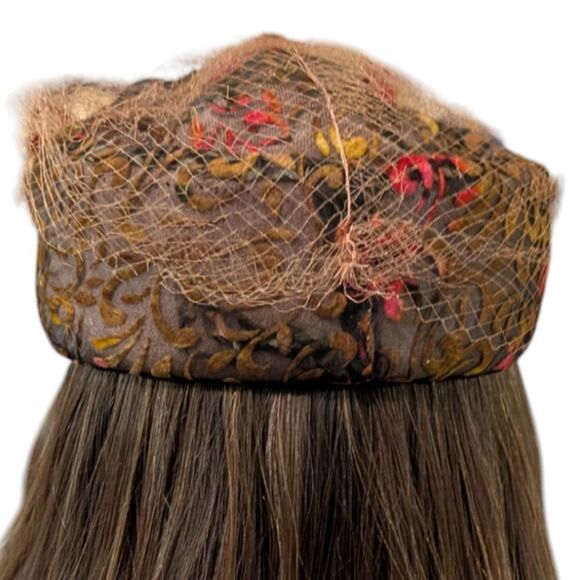 Women\'s 50s antique Royce exclusive pillbox‎ brown velvet hat main image 9